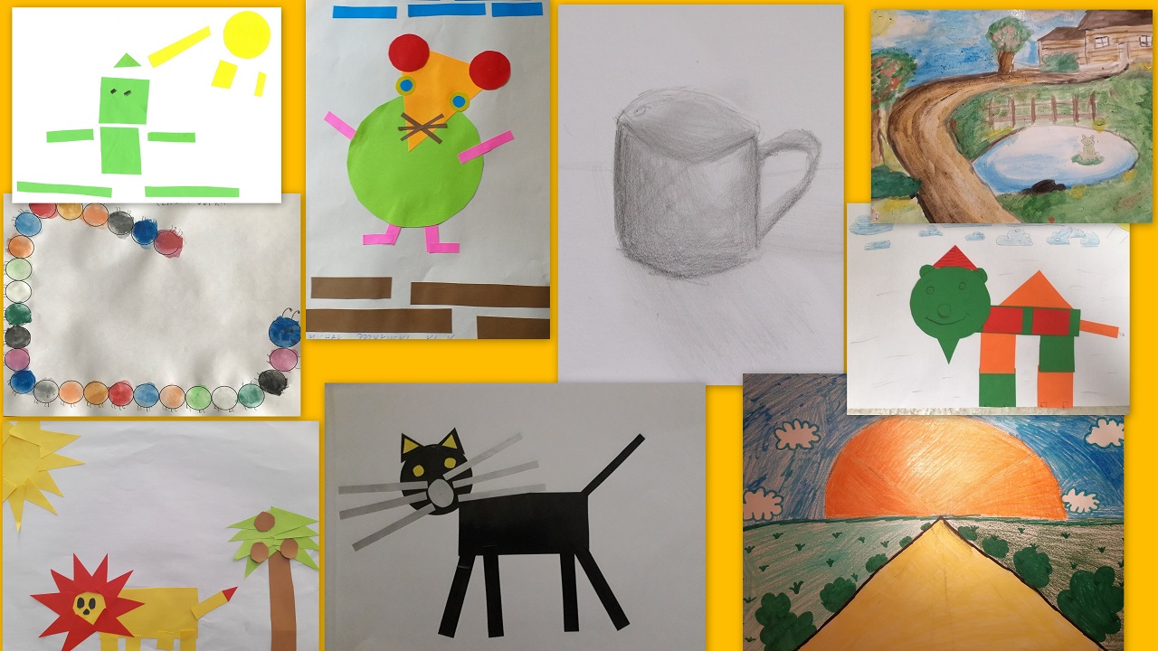 PRACE PLASTYCZNE NASZYCH UCZNIÓW WYKONANE NA LEKCJI PLASTYKI ON-LINE