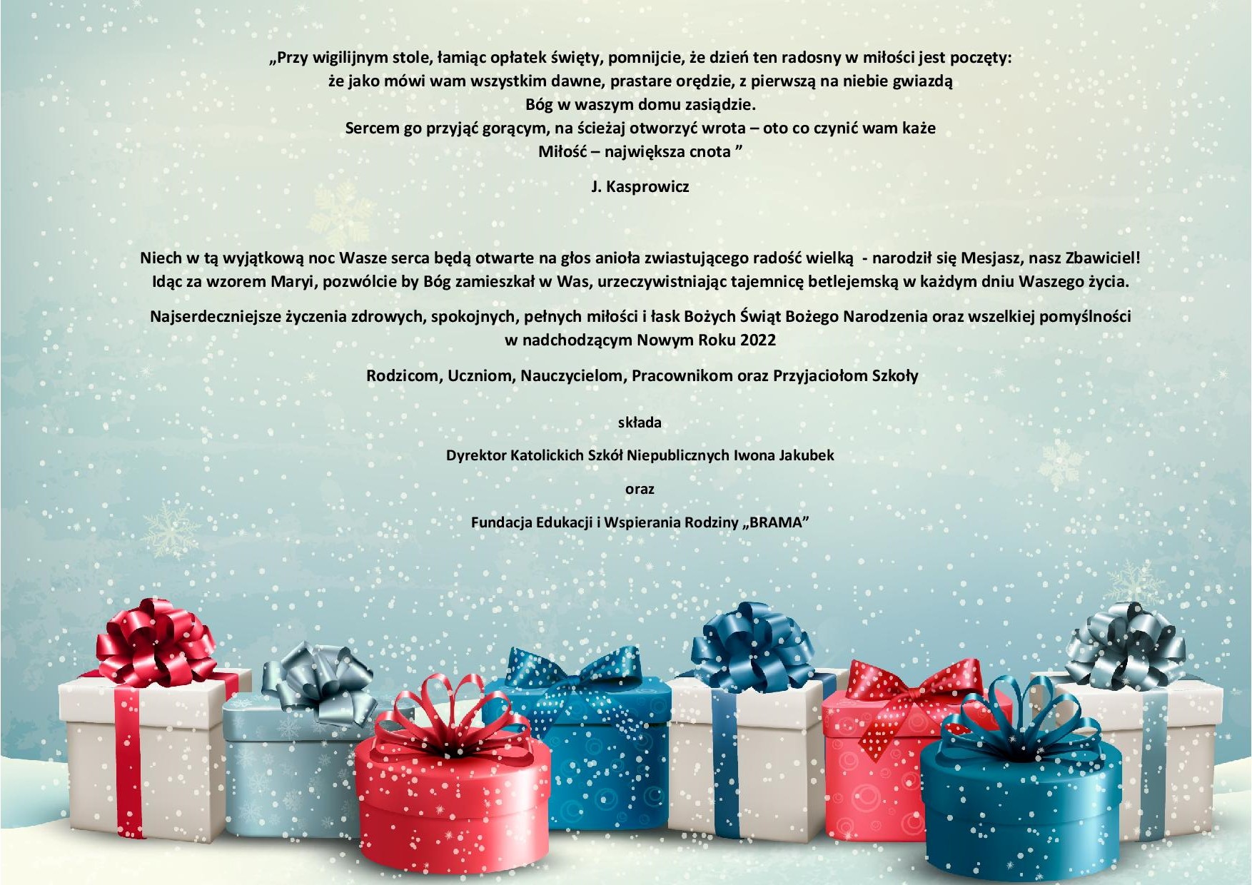 Życzenia z okazji Świąt Bożego Narodzenia