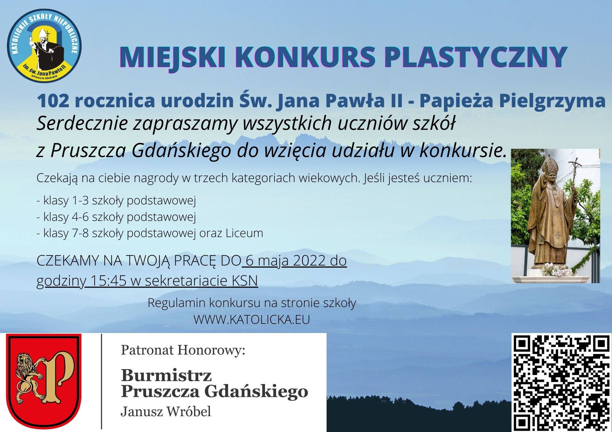 KONKURS 102 rocznica urodzin Św. Jana Pawła II - Papieża Pielgrzyma