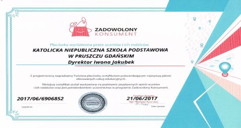 Otrzymaliśmy certyfikat - czerwiec 2017