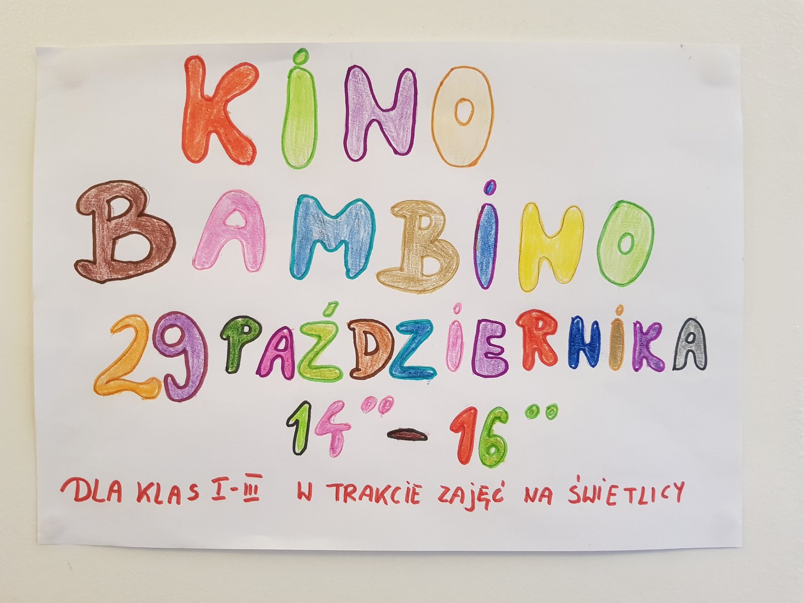 KINO BAMBINO PONOWNIE ZAWITAŁO DO NASZYCH ŚWIETLICZAKÓW